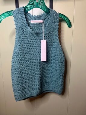 Textured Knit Tank Top in Teal